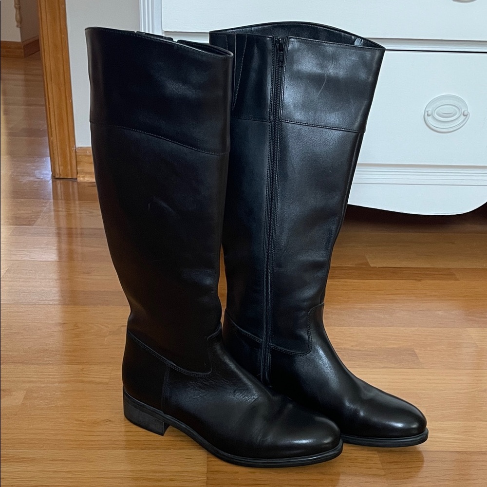 Italian Shoemakers full grain leather Black Knee Boots 9.5